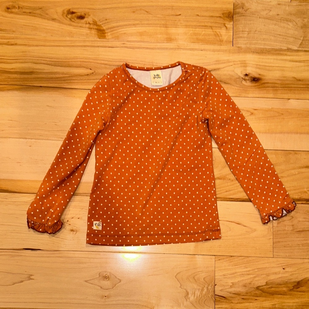 Wildflowers Orange Polka Dot Long Sleeve Tee